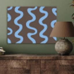 Kronkelende lijnen - Blauw - Bruin - Minimalistisch PET vilt klein 837 -sfeer2