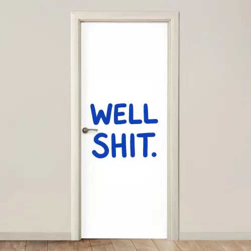 Blauw - Quote - Wit deurposter klein -3d_beige