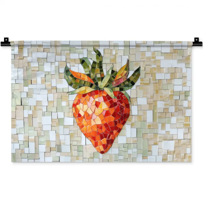 Aardbei - Rood - Mozaïek - Fruit Wandkleed katoen klein -zz3d