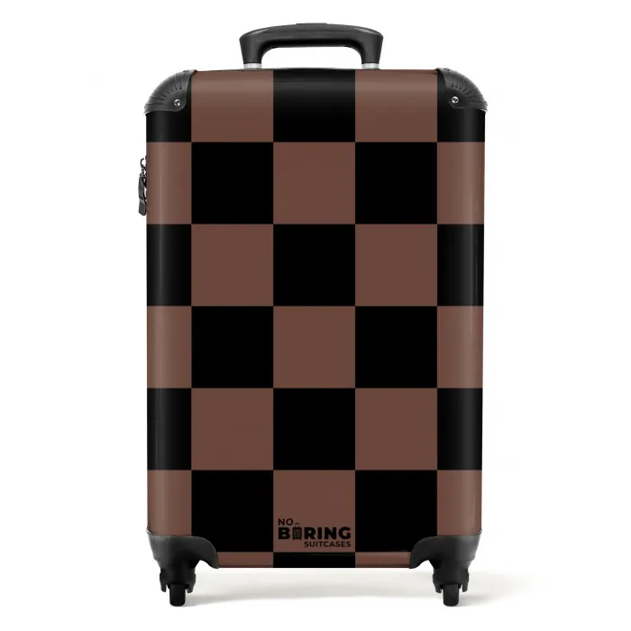 Squares - Zwart/Bruin NBS - Handbagage koffer - Kinderen Unisex middel -productfoto_recht