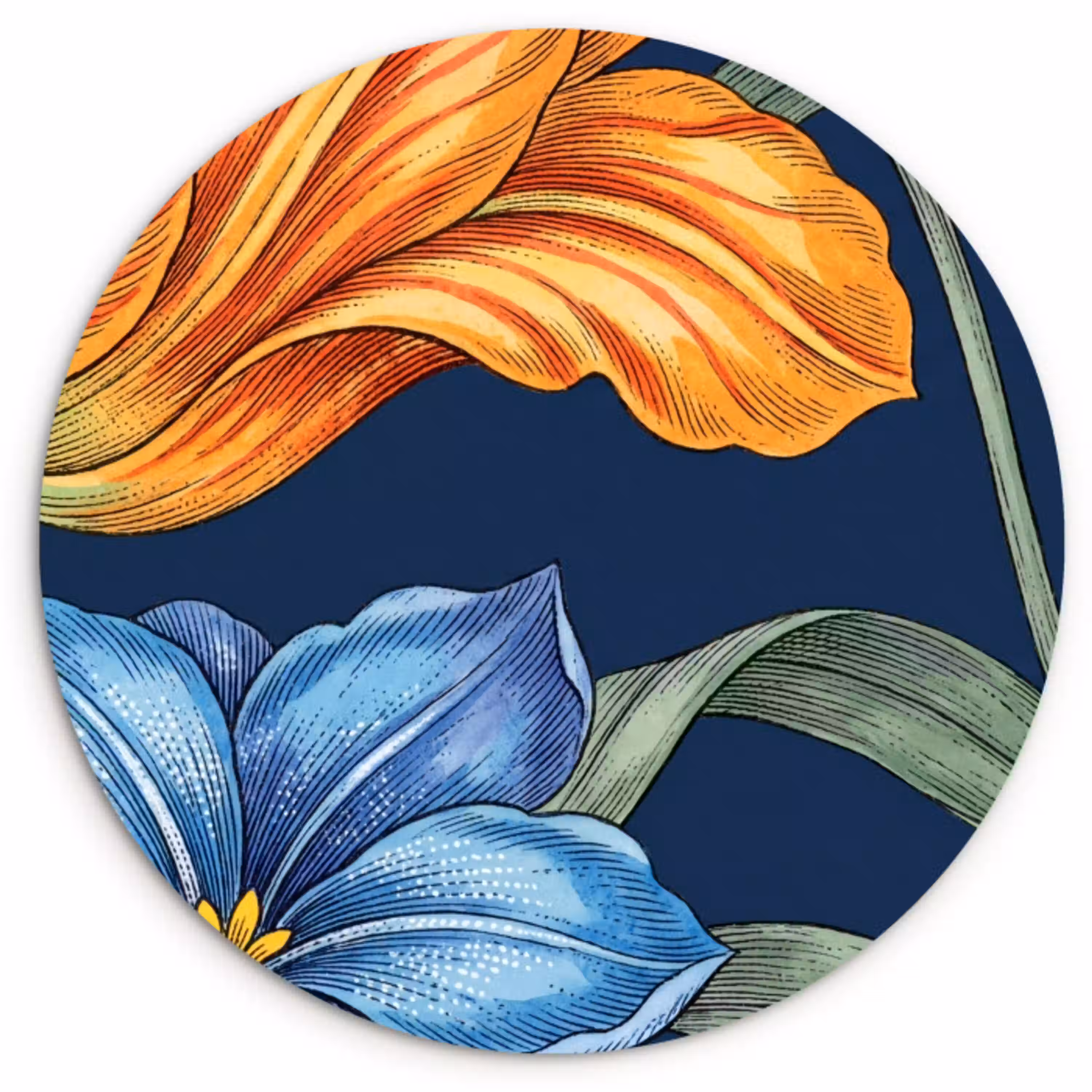 Bloemen - Botanisch - Patroon Wandcirkel kunststof plaat 5mm dik klein -3d