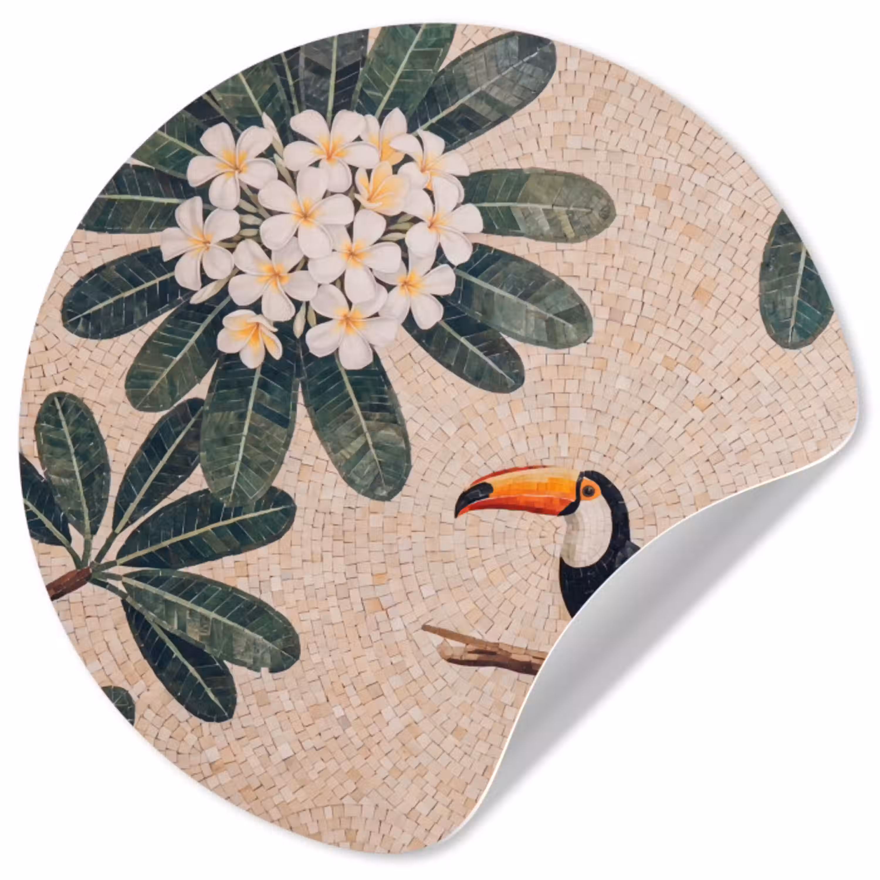 Vogel - Mozaïek - Tropisch - Natuur - Kleurrijk Wandcirkel behangsticker klein -3d