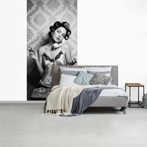Chic - Vrouw - Zwart - Wit fotobehang vinyl groot -slaapkamer