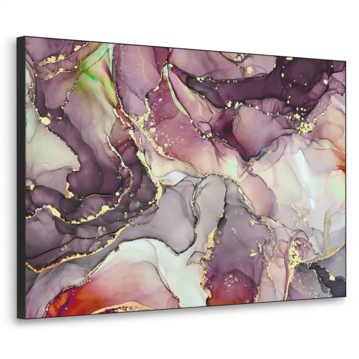 Marmer - Rood - Paars - Goud Textielframe zwart klein -3d