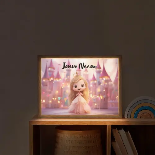 Prinses - Roze - Kasteel Light Box met batterij (Wandlamp kind) middel -sfeer1_kind
