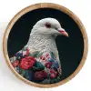 Duif - Bloemen - Wit - Zwart Dienblad Rond middel -z3d_shopping