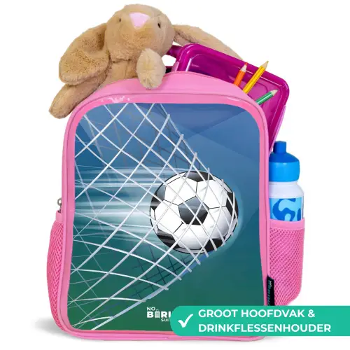 Bal in het goal Kinderrugzak - Roze middel -inhoud_NL