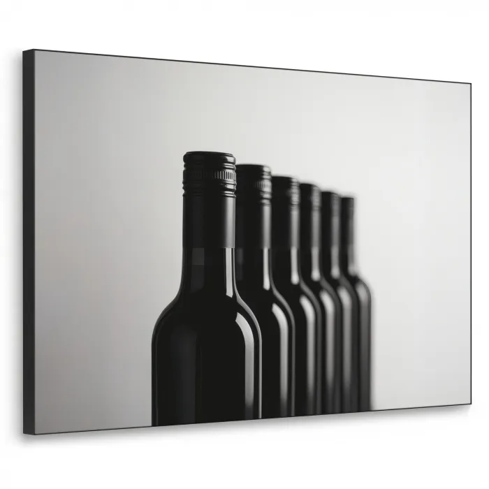 Wijnflessen - Zwart - Minimalistisch Textielframe - compleet frame klein -3d