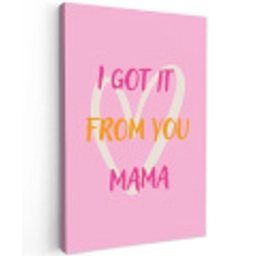 Mama - Quote - Hart - Roze Tuinposter op houten frame 2 cm dik middel -3d