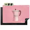 Roze - Mokkapot - Illustratie - Koffie Inductie beschemer met haakjes klein -3d