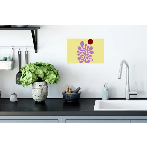 Koraal - Cirkel - Abstract - Geel Muursticker klein -keuken