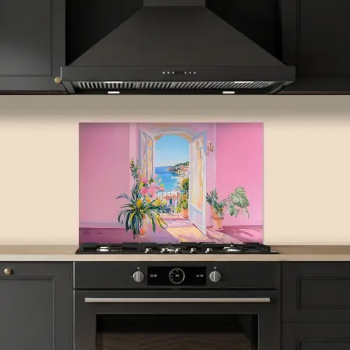 Roze - Buiten - Verf keuken achterwand spatscherm klein -sfeer1
