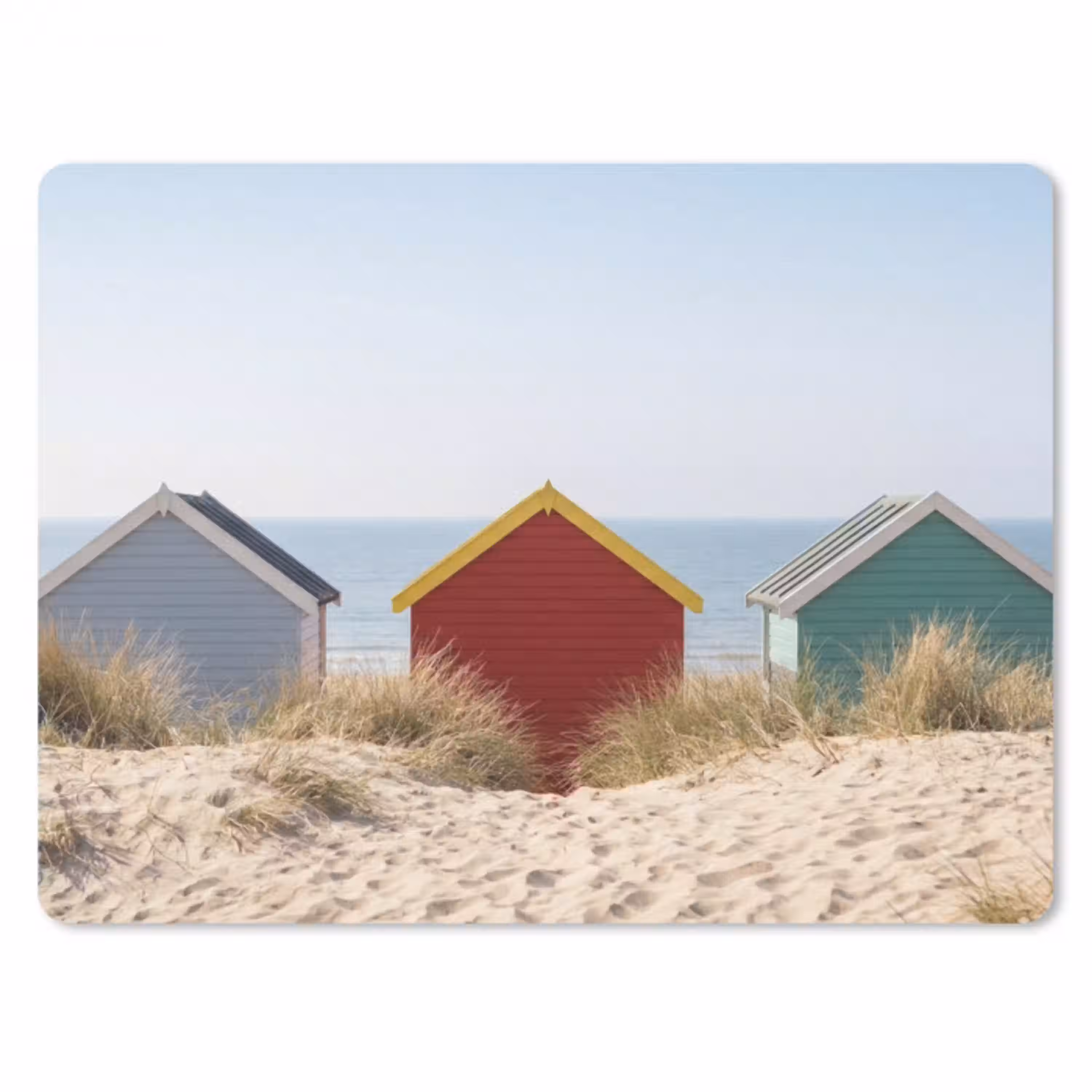 Strand - Huisjes - Kleurrijk - Duinen muismat rubber klein -3d