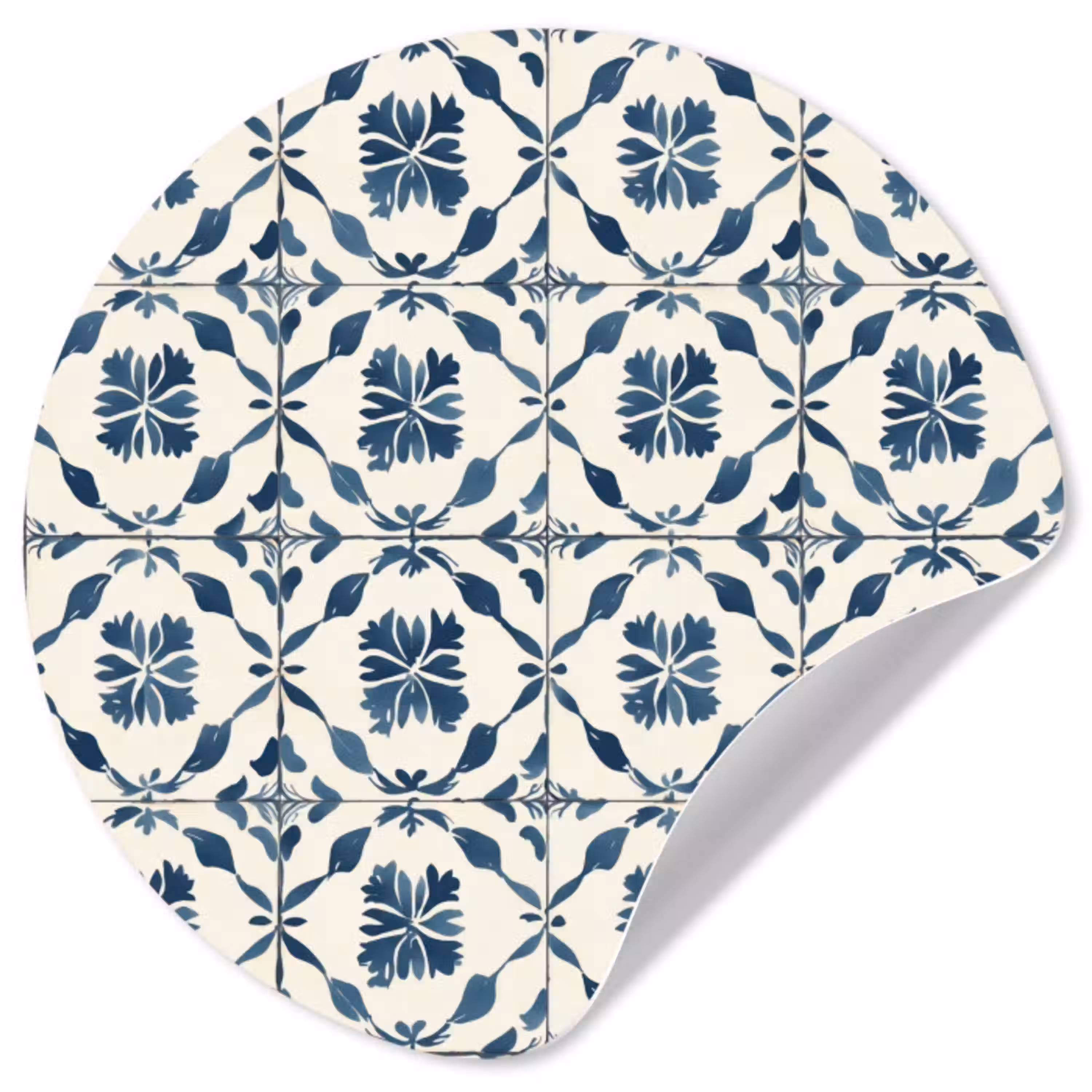 Grafisch - Tegel - Blauw Wandcirkel behangsticker klein 186 -3d