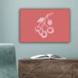 Lijnillustratie - Kersen - Tak - Wit canvas 2cm klein -sfeer4