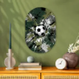 Voetbal - Verf - Spetters - Groen Wandcirkel Ovaal Forex klein -sfeer2