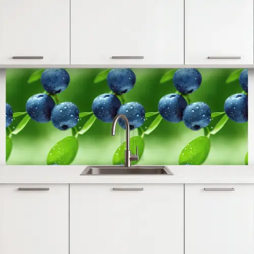 Bosbessen - Paars - Bladeren - Groen keuken achterwand 2 middel 871 -3d