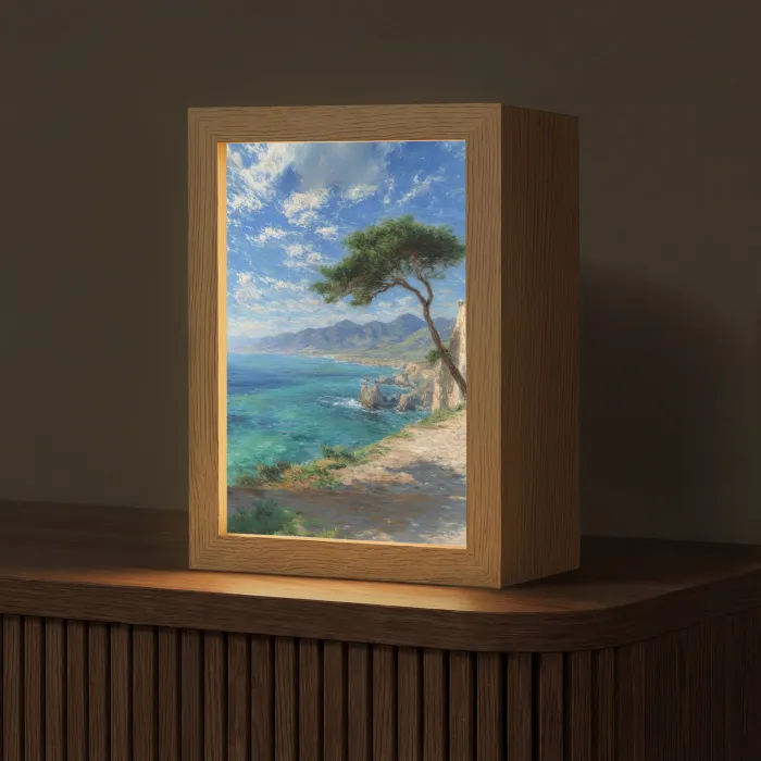 Rotsen - Kustlijn - Boom - Bergen Light Box met kabel (Tafellamp) klein -z3d_website