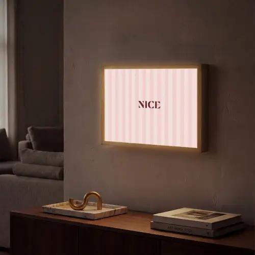 Nice - Strepen - Roze Light Box met batterij (Wandlamp) middel -sfeer1