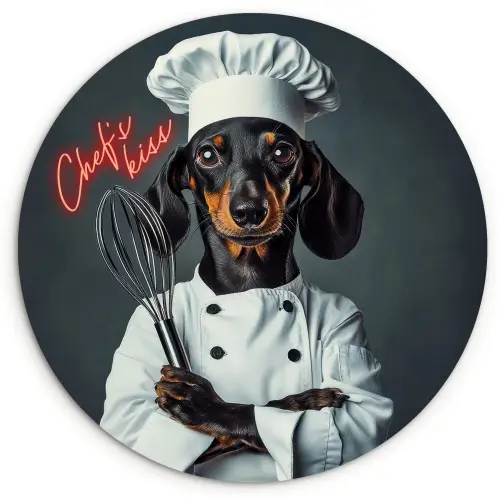 Quote - Neon - Hond - Kokskleding Wandcirkel plexiglas klein -3d