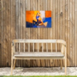 Vos - Oranje - Vormen - Abstract Tuinposter op houten frame 2 cm dik klein -sfeer4