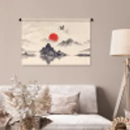 Oosters - Kraanvogels - Landschap Wandkleed katoen middel -sfeer4