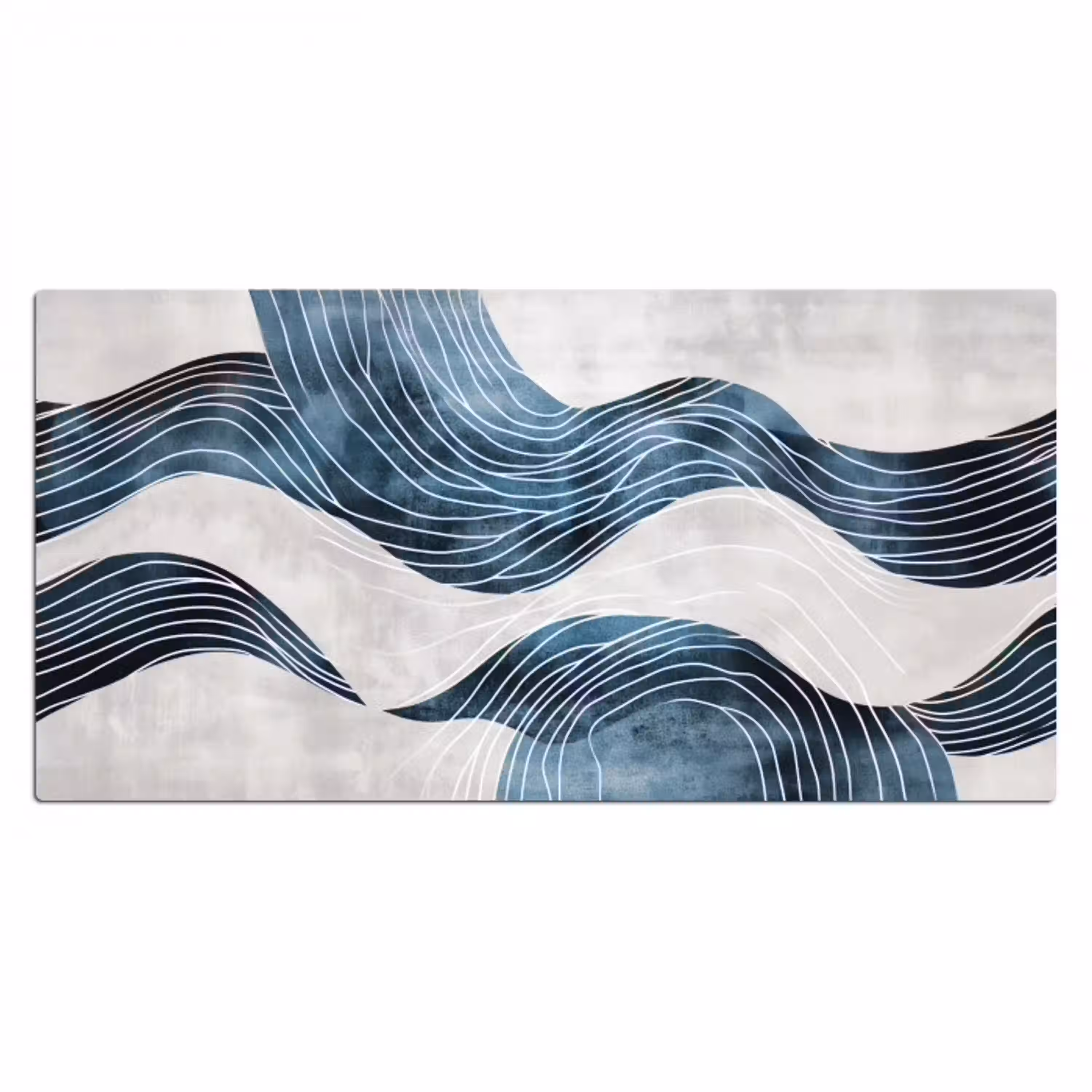 Lijnen - Golven - Abstract - Blauw Muismat XXL klein -3d_leeg