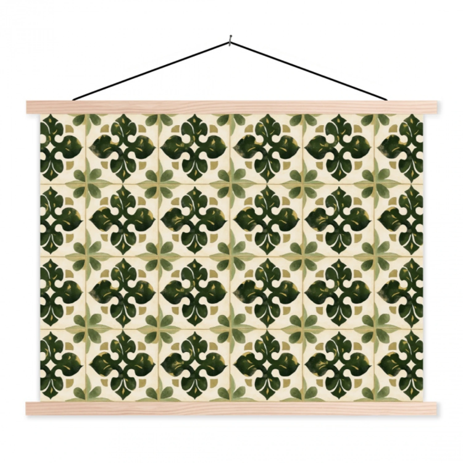 Patroon - Tegel - Groen textielposter latten blank klein 122 -3d