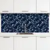 Grafisch - Bloesemtak - Blauw keuken achterwand 2 middel 871 -3d