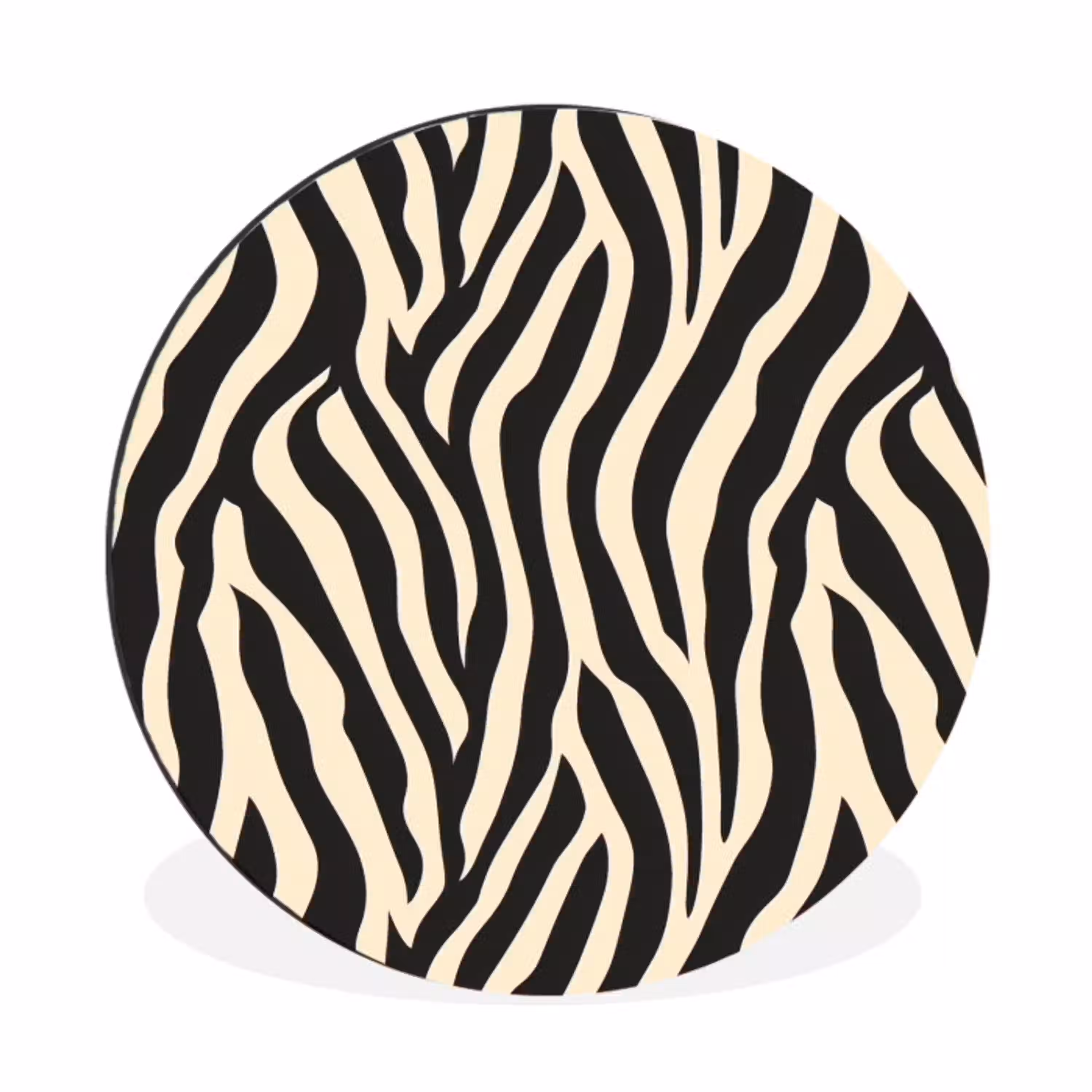 Zebra - Print - Klassiek - Zwart Wandcirkel aluminium klein 190 -3d