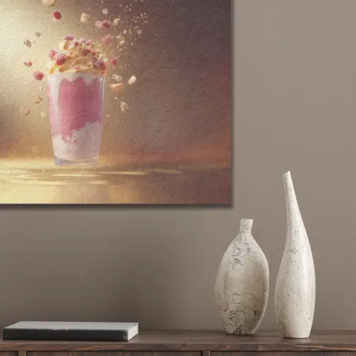 Framboos - Smoothie - Drinken - Roze PET vilt klein -sfeer6_closeup