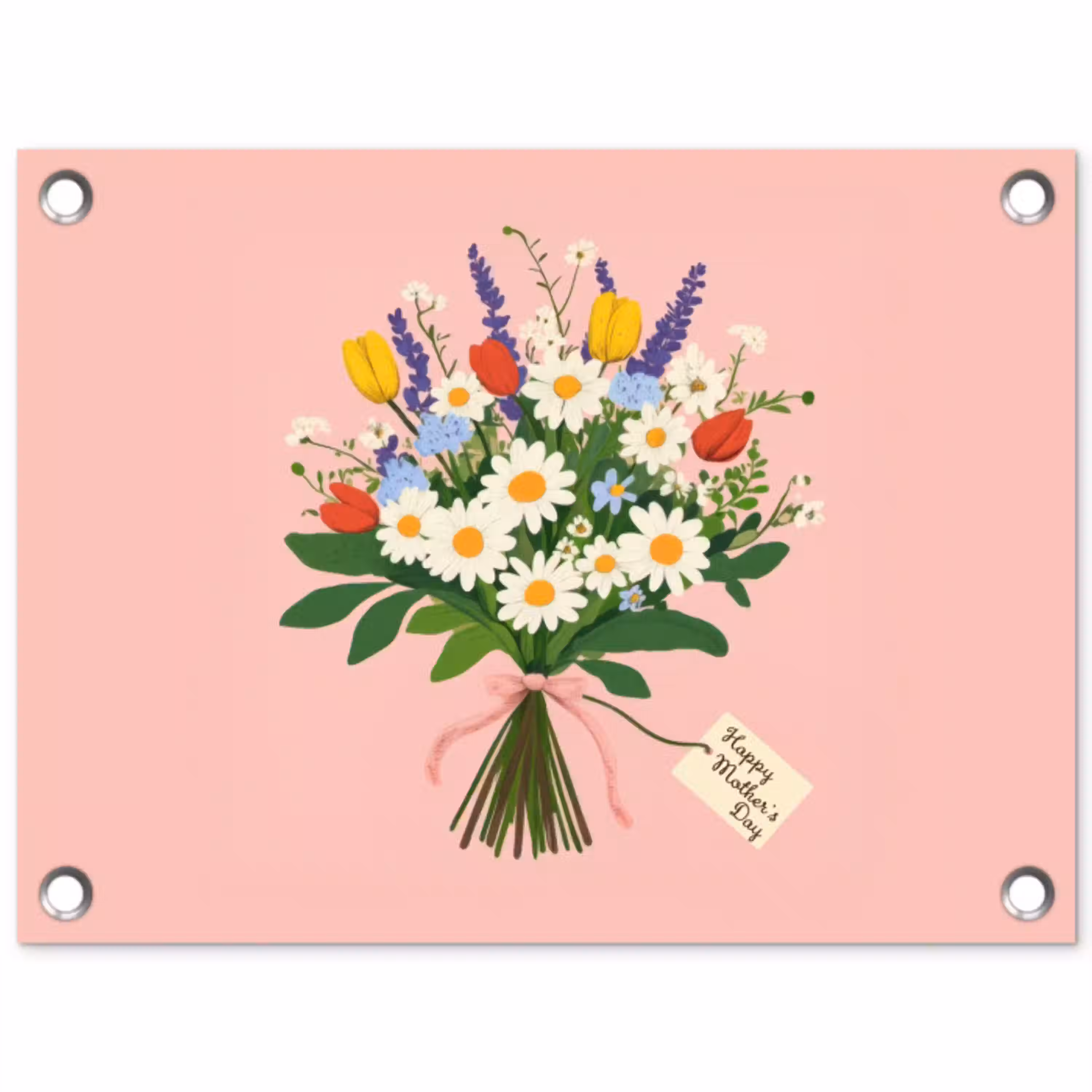 Bloemen - Lint - Kaartje tuinposter los doek klein -3d