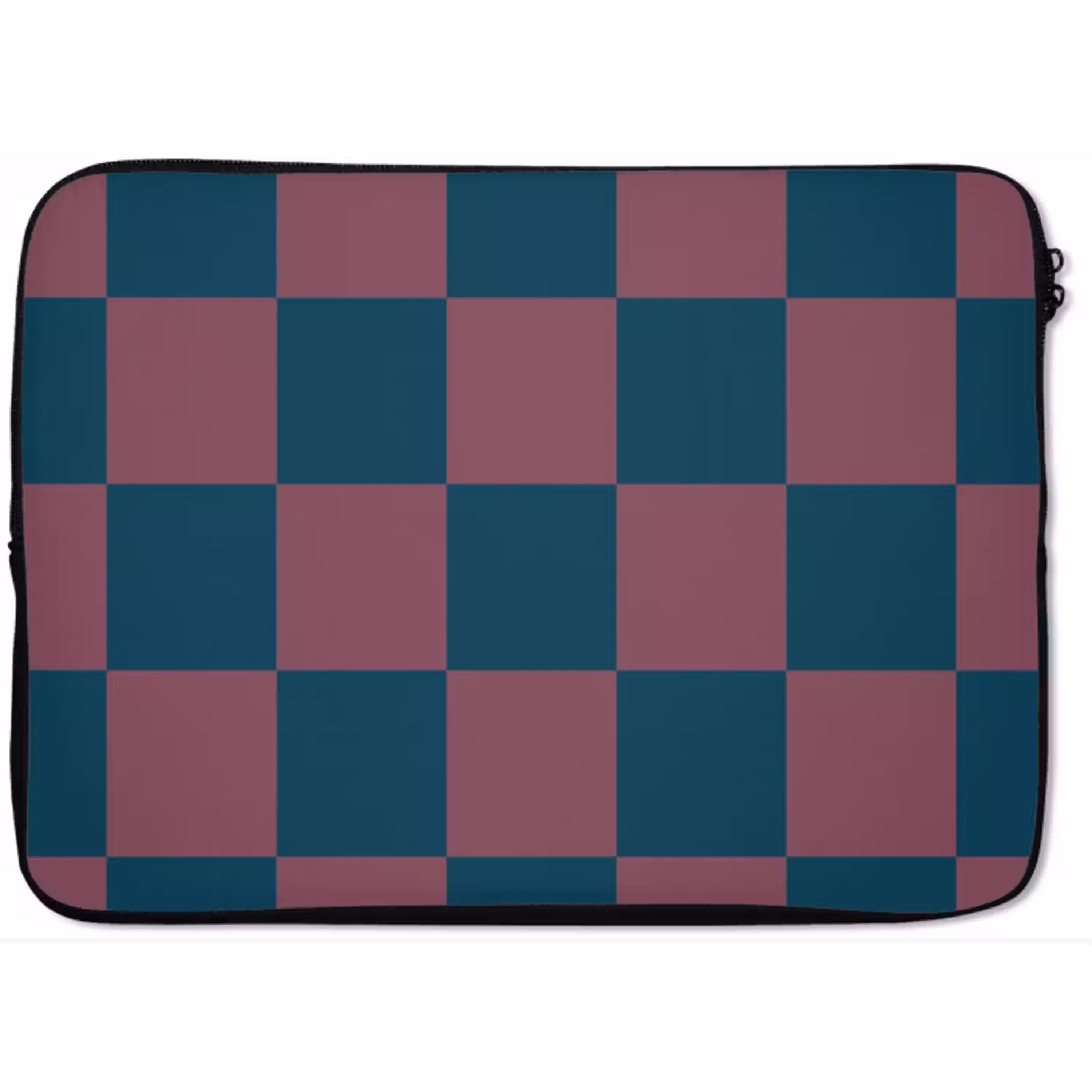 Schaakbord print - Blauw - Rood - Blokjes laptophoes neopreen klein -zkaufland3dotto