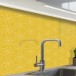 Wit - Geel - Patroon - Geometrisch keuken achterwand 2 middel 865 -zzzz3d_schuin