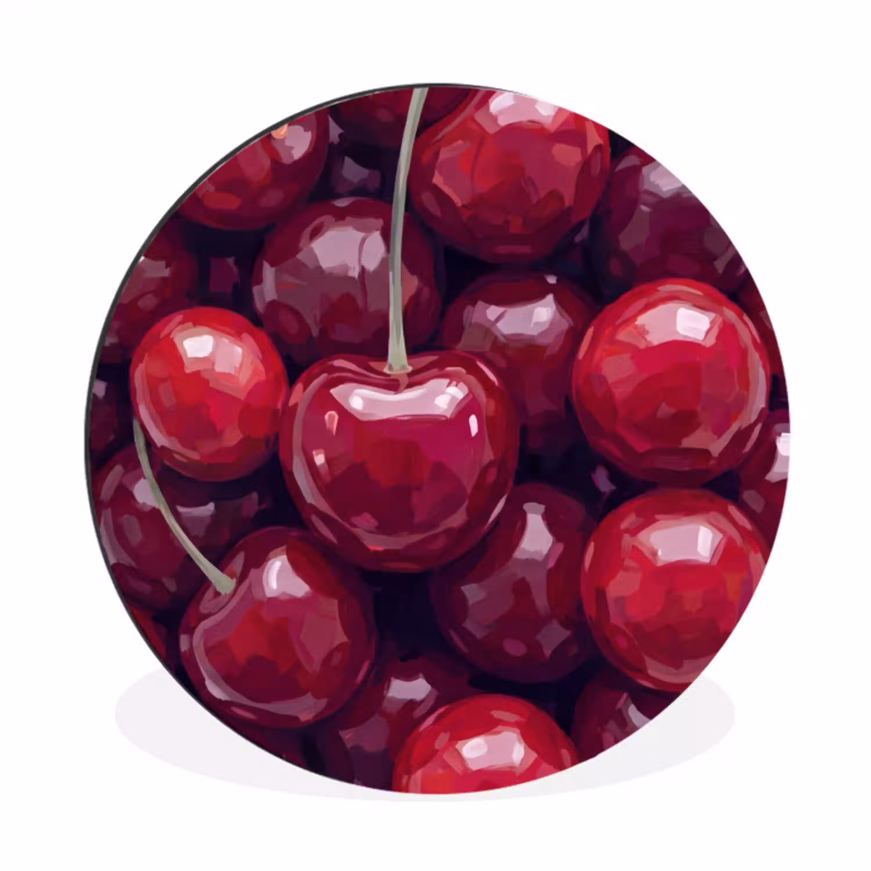 Fruit - Kersen - Eten - Modern - Rood Wandcirkel aluminium klein -3d