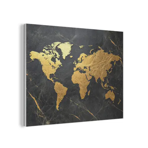 Wereldkaart - Goud - Marmer PET vilt klein -3d