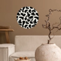 Dierenpatroon - Vlekken - Zwart - Wit Wandcirkel behangsticker klein 186 -sfeer1