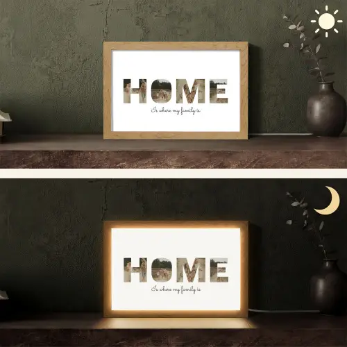 Home - Lettercollage Light Box met kabel (Tafellamp) klein -sfeer3