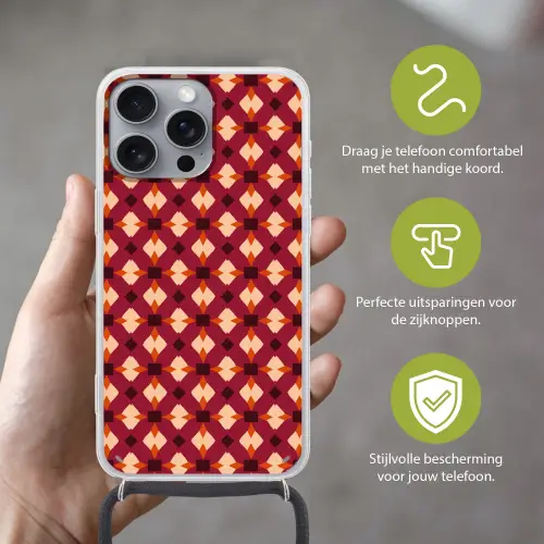Retro - Patroon - Kleurrijk Hoesje iPhone 16 Pro Max met koord klein 804 -sfeer2_NL