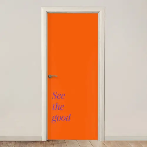 See te good - Paars - Oranje deurposter klein -3d_beige