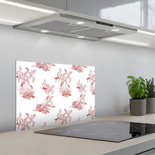 Chimpansee - Beplanting - Rood keuken achterwand spatscherm klein 900 -3d_schuin