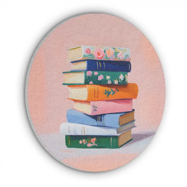 Boeken - Stapel - Kleurrijk Akoestische PET Vilt - Rond klein -3d