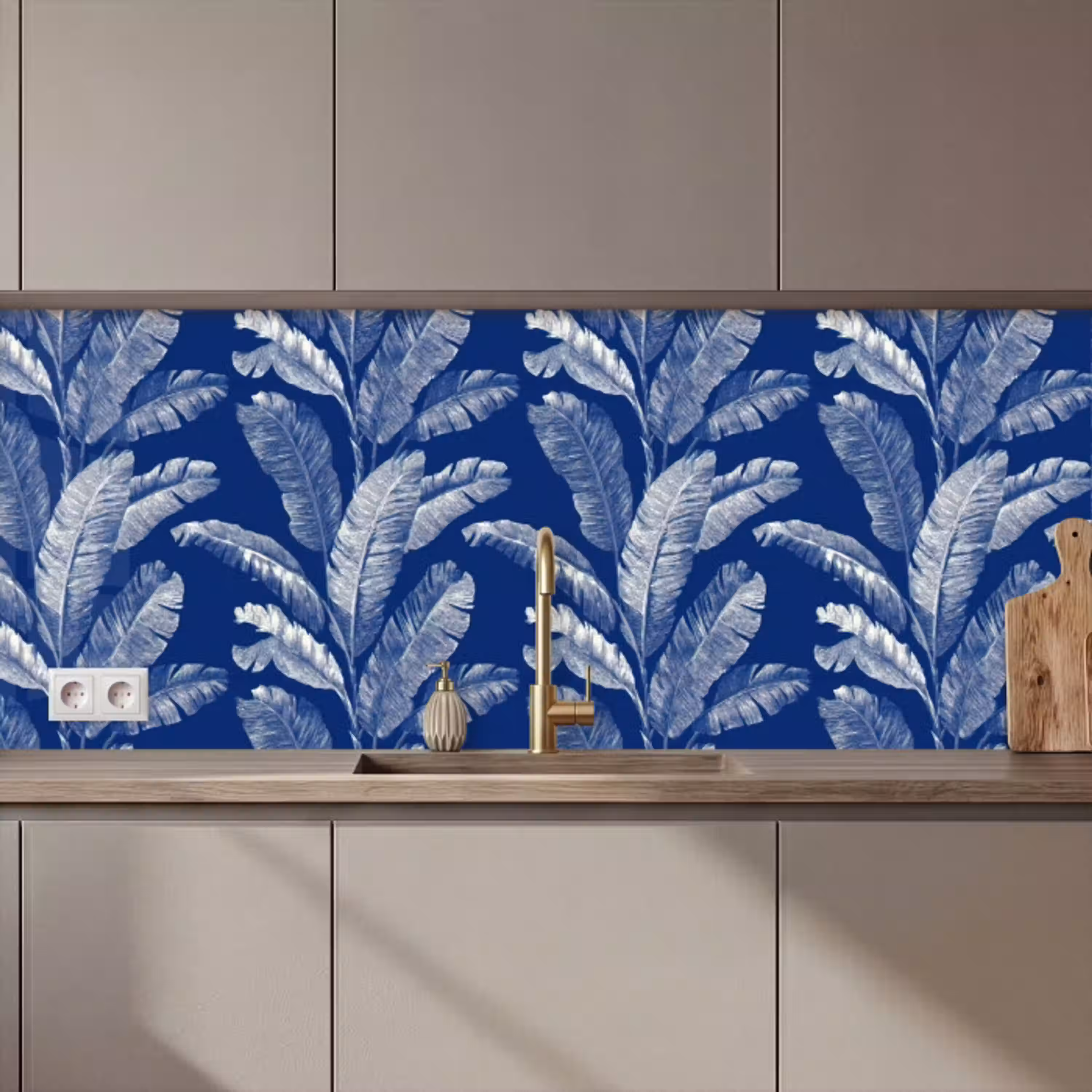 Blad - Palm - Blauw keuken achterwand 2 middel 871 zz_3dshopping