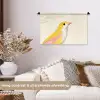 Vogel - Minimalistisch - Geel Wandkleed katoen klein -sfeer1