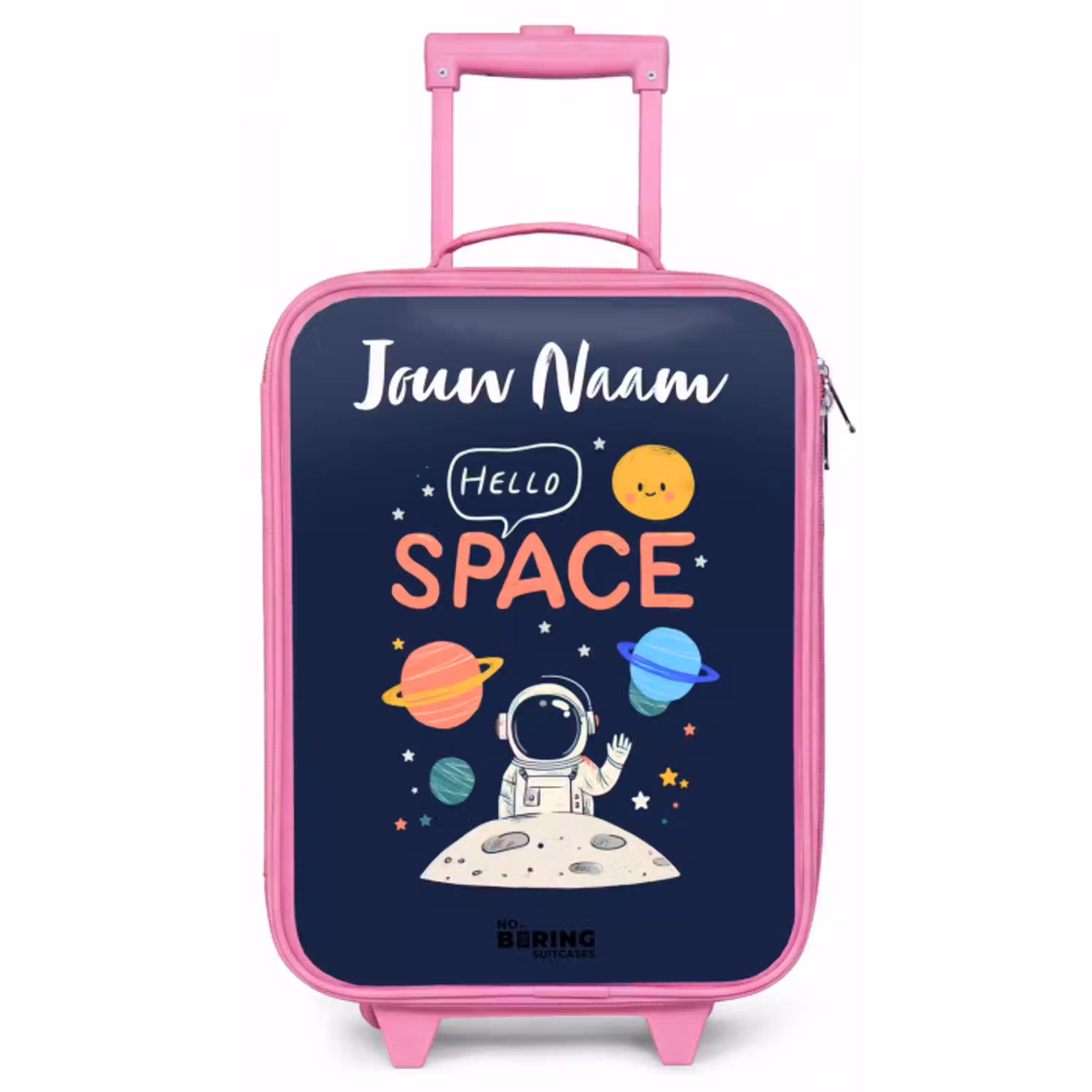Astronaut - Quote - Planeten - Sterren Kinderkoffer - Roze klein -zz3dotto
