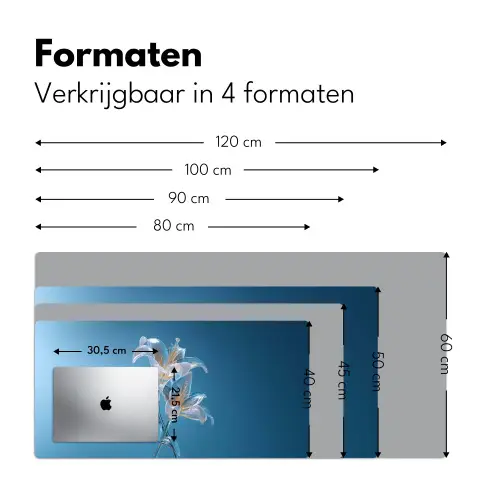 Lelies - Blauw - Glazen Muismat XXL klein -sfeer5