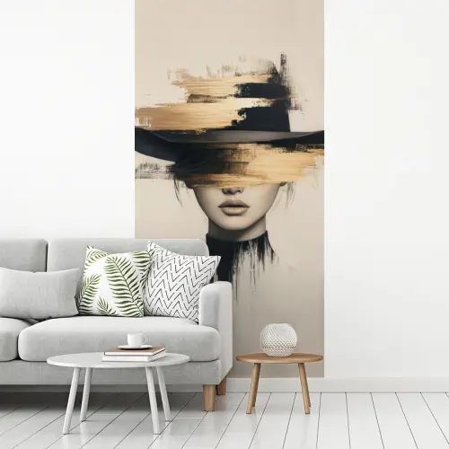 Vrouw - Hoed - Verf fotobehang vinyl groot -woonkamer