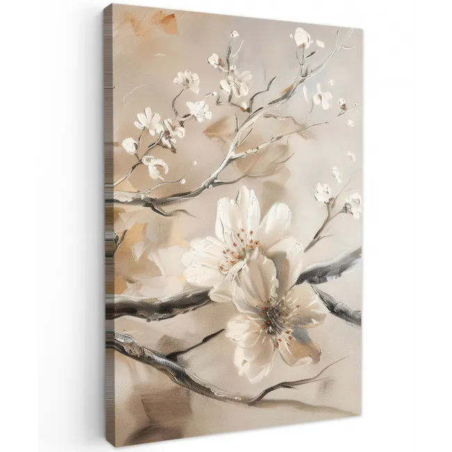 Bloemen - Natuur - Wit - Bloesem - Abstract canvas 2cm klein -z3d