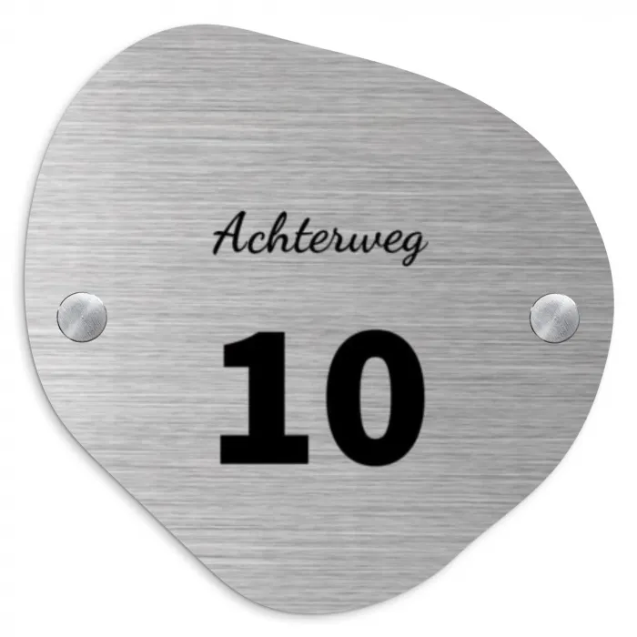 RVS - Metaal - Klassiek Naambord geborsteld aluminium Organisch middel -3d