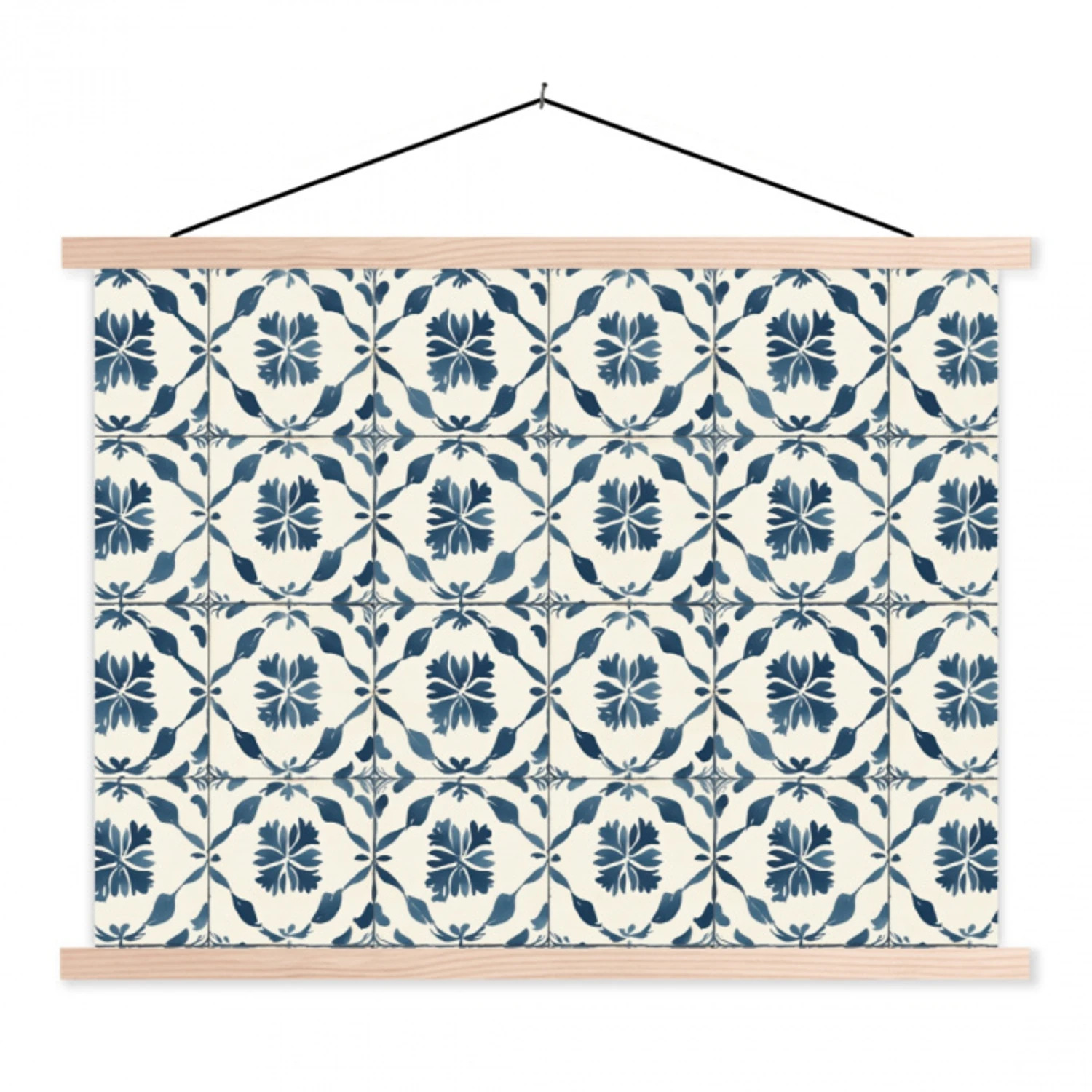 Grafisch - Tegel - Blauw textielposter latten blank klein 122 -3d